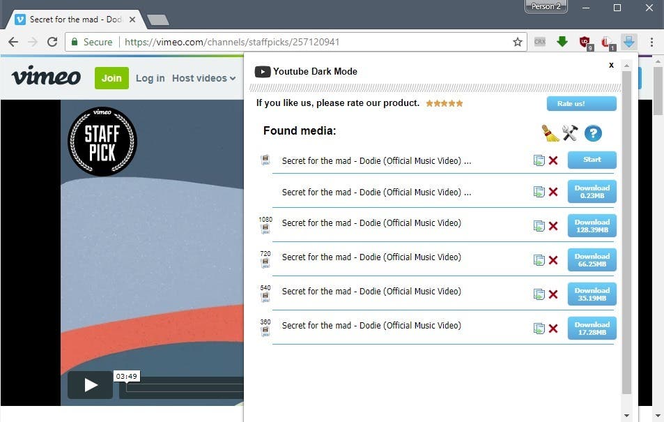 chrome extension to download video