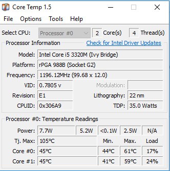 Verifique la temperatura de la CPU en Core Temp Windows 10 - Mejor monitor de temperatura