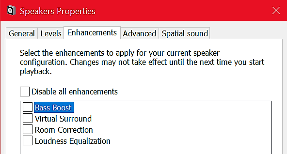 Ecualizador de sonido predeterminado para Windows 10