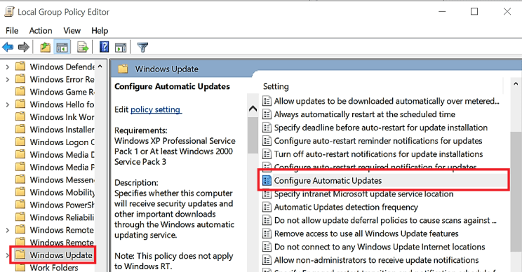 Cómo detener las actualizaciones automáticas usando el Editor de políticas de grupo local - gpedit.msc windows 10