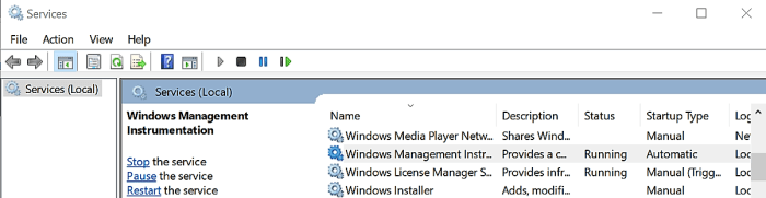 Host de proveedor de WMI services.msc