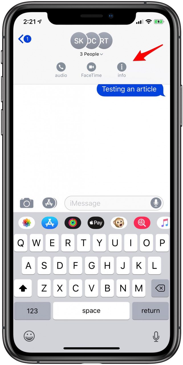icono de información de iphone
