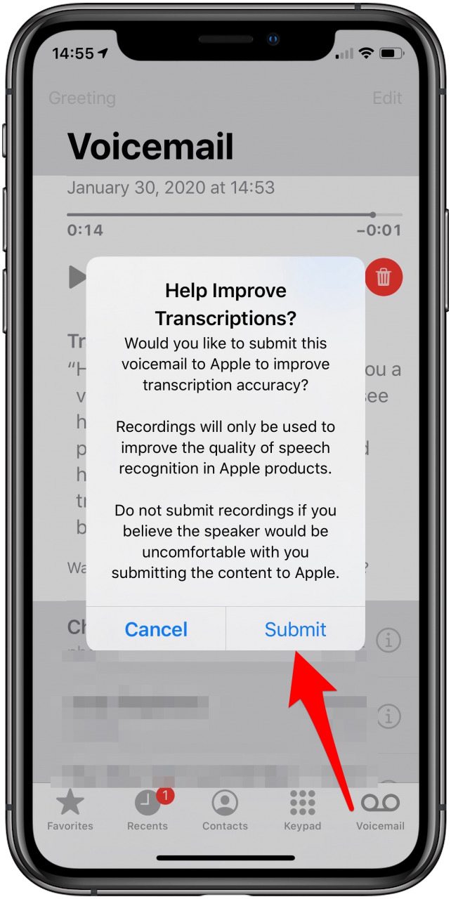 enviar mensaje de error de correo de voz a apple