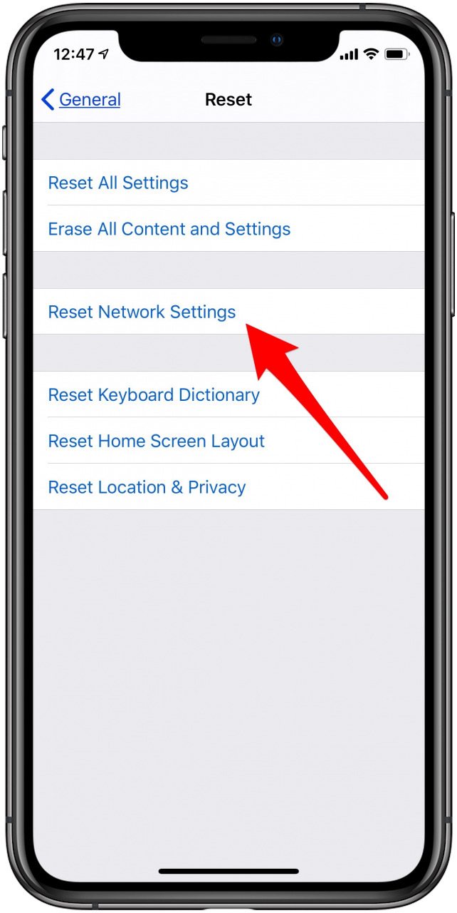 restablecer la configuración de red iphone
