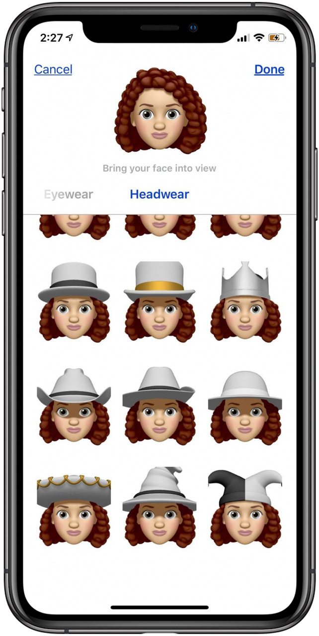 iphone de sombreros memoji