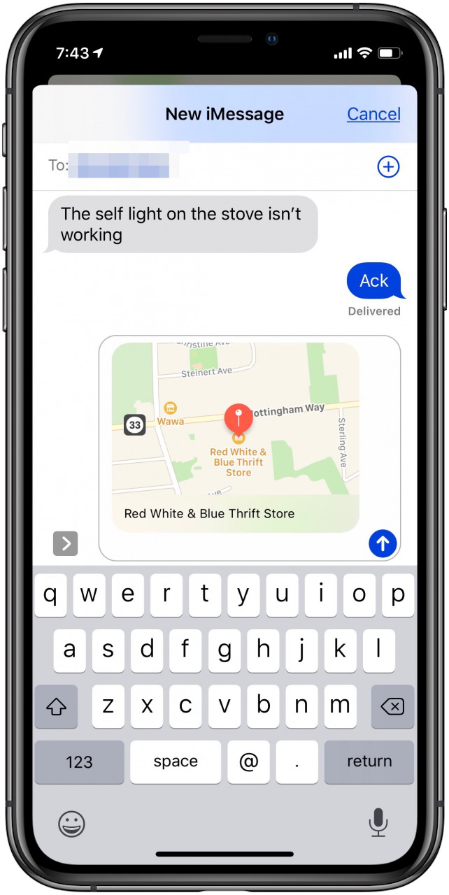 enviar un mensaje de texto a una ubicación de mapas de Apple