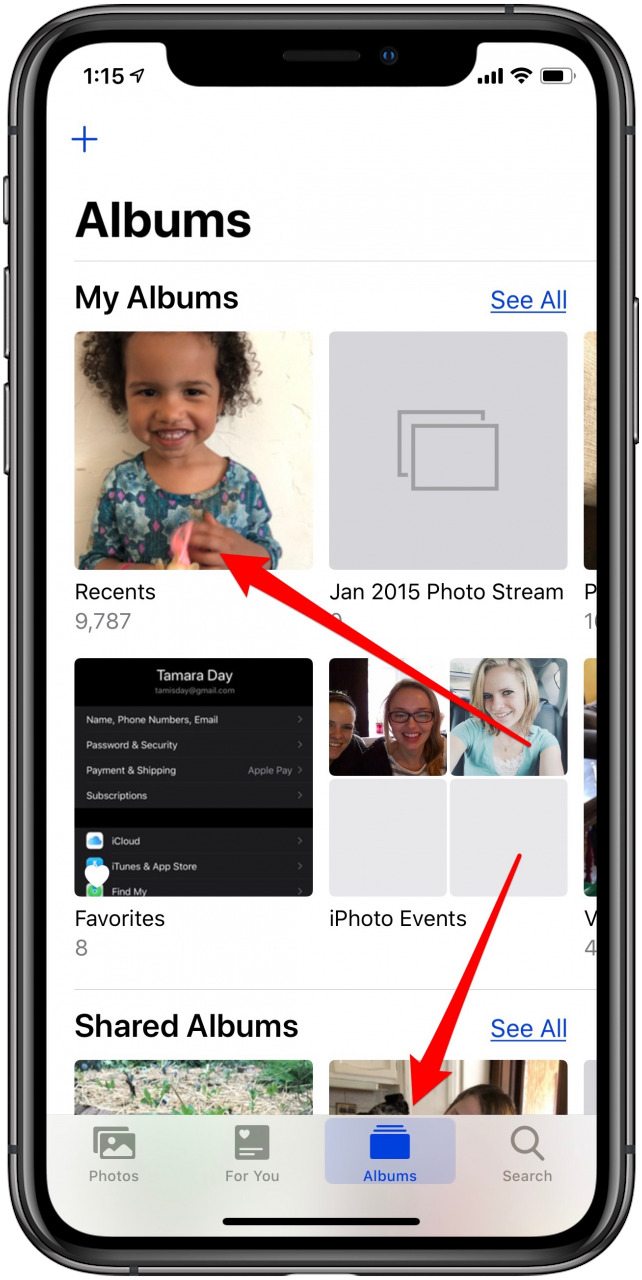 find your live photo video in recents