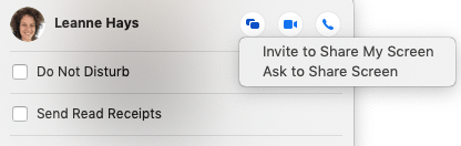 opciones para compartir pantalla en imessage
