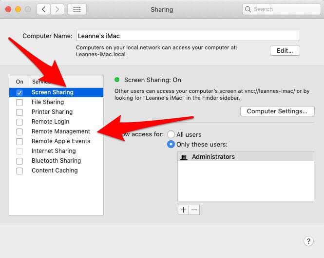 activar el uso compartido de pantalla de Apple