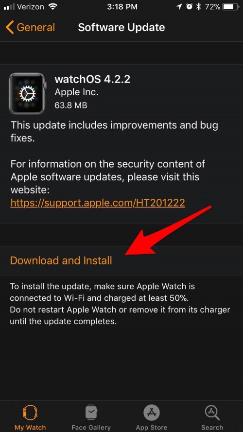 actualización del sistema operativo apple watch