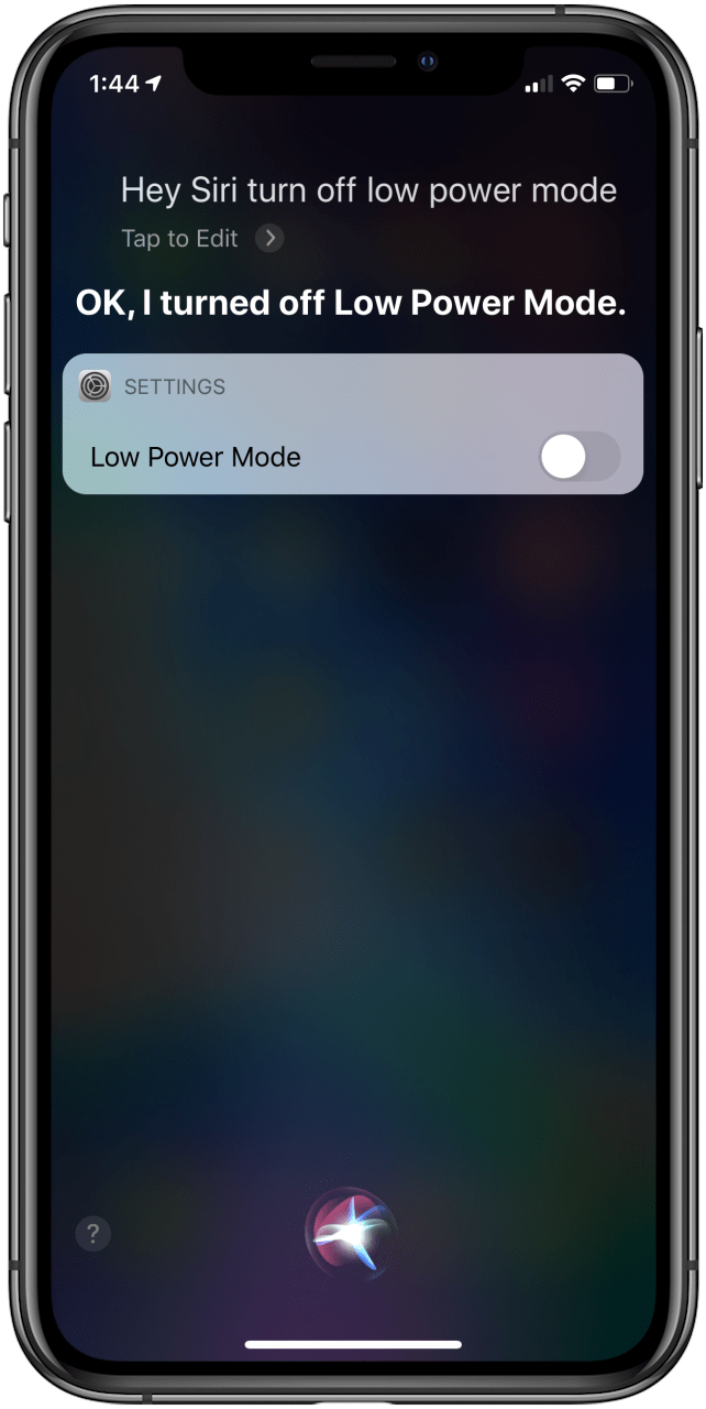 hey siri apaga el modo de bajo consumo