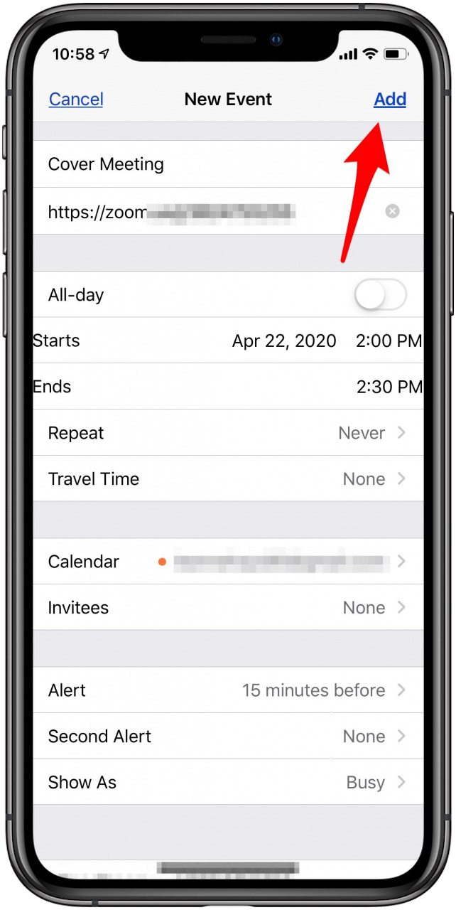 agregar una reunión programada al calendario