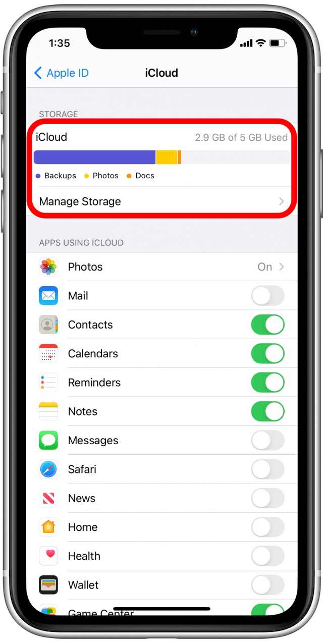 Revise el resumen de almacenamiento de iCloud