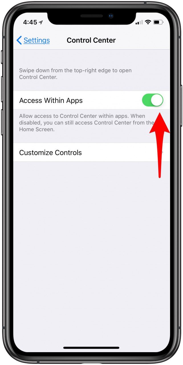 encontrar el centro de control iphone