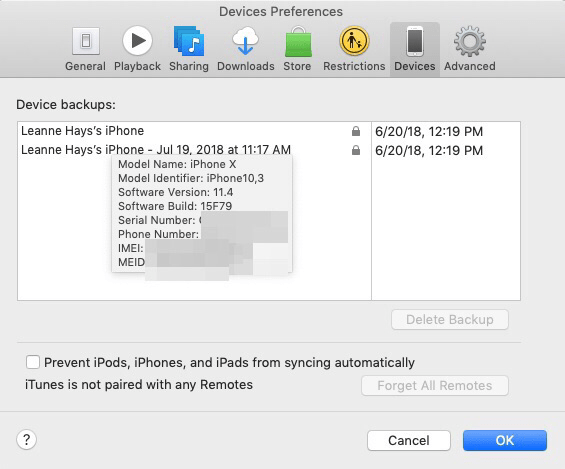 encontrar el número de serie del iphone con itunes