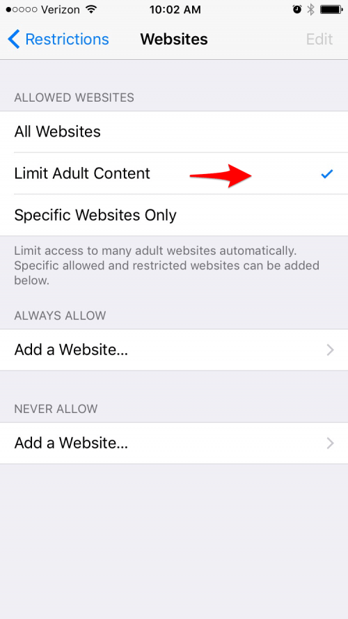 Cómo restringir el acceso a sitios web para adultos en iPhone o iPad