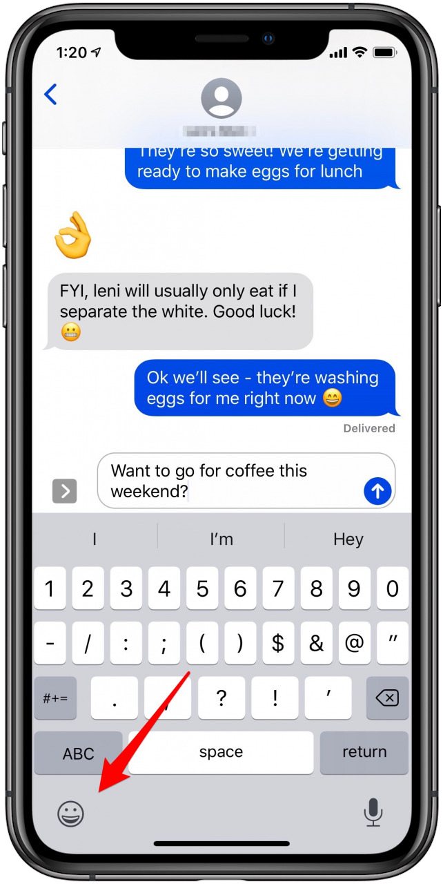 toca el ícono de emoji o globo terráqueo para mostrar las opciones de emoji