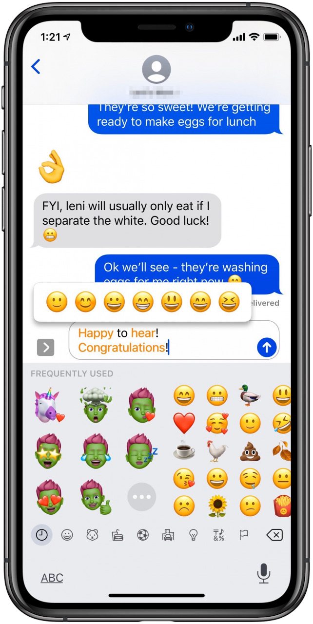 opciones de emoji de manzana