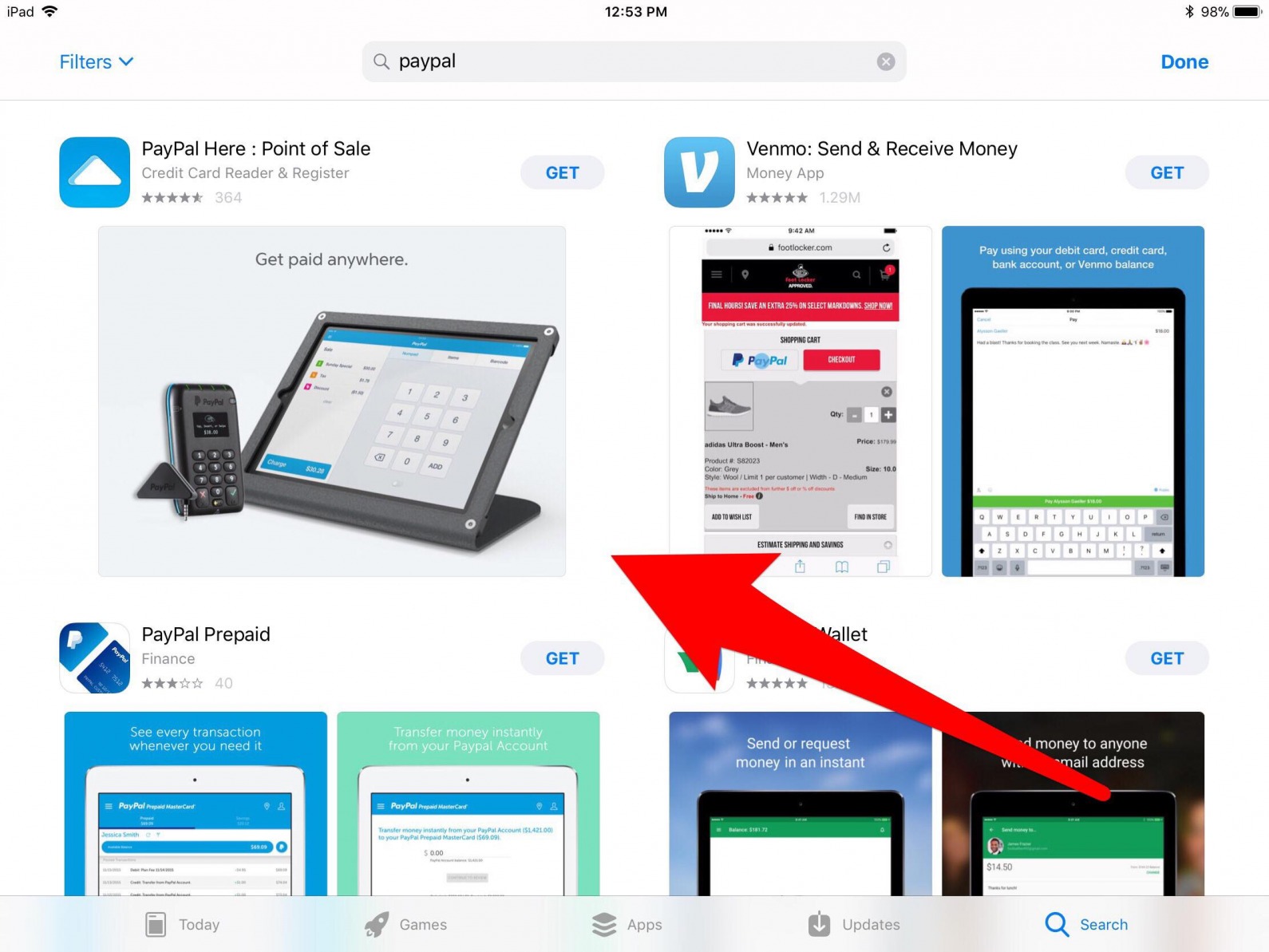 aplicación paypal para ipad