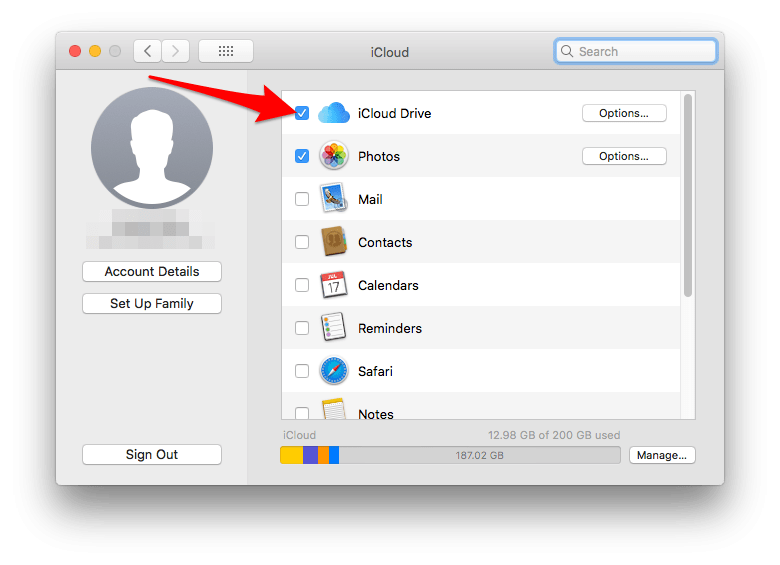 habilitar la unidad iCloud en la Mac