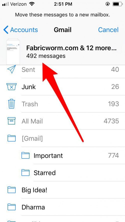 buscar y eliminar todos los correos electrónicos de un remitente en el iphone
