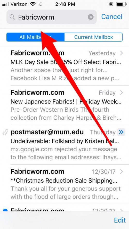 eliminación masiva de correo electrónico en iphone