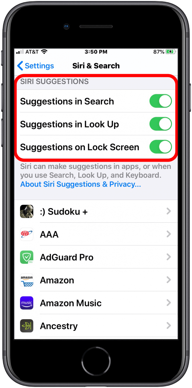 sugerencias de siri en iphone