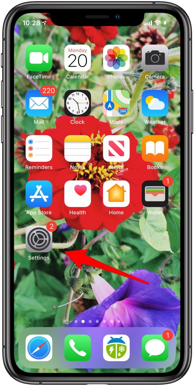 aplicación de configuración de iphone