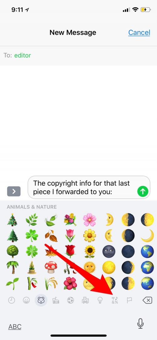 símbolos de iphone copyright