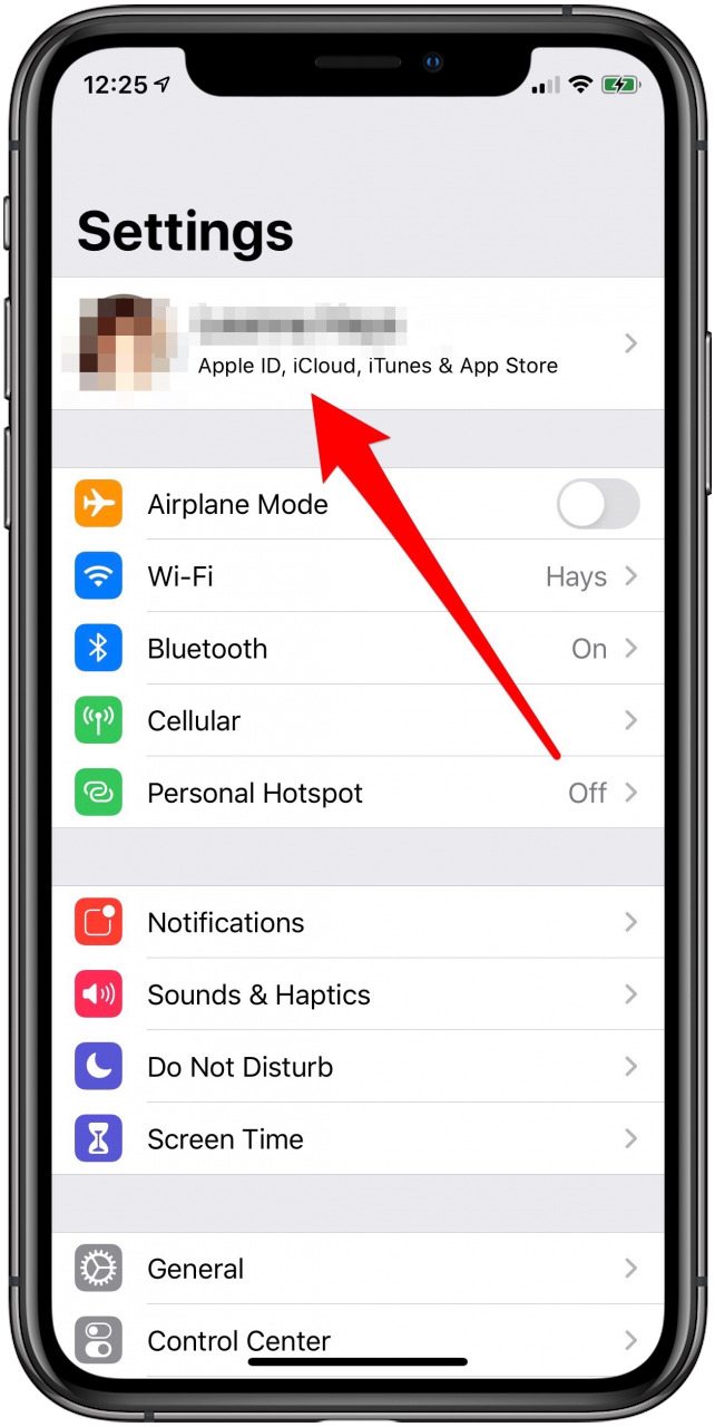 banner de identificación de Apple en la configuración del iphone