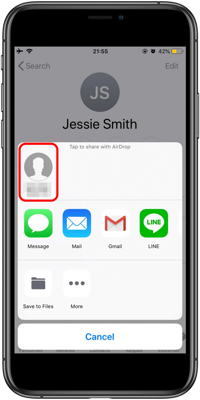 contacto iphone airdrop