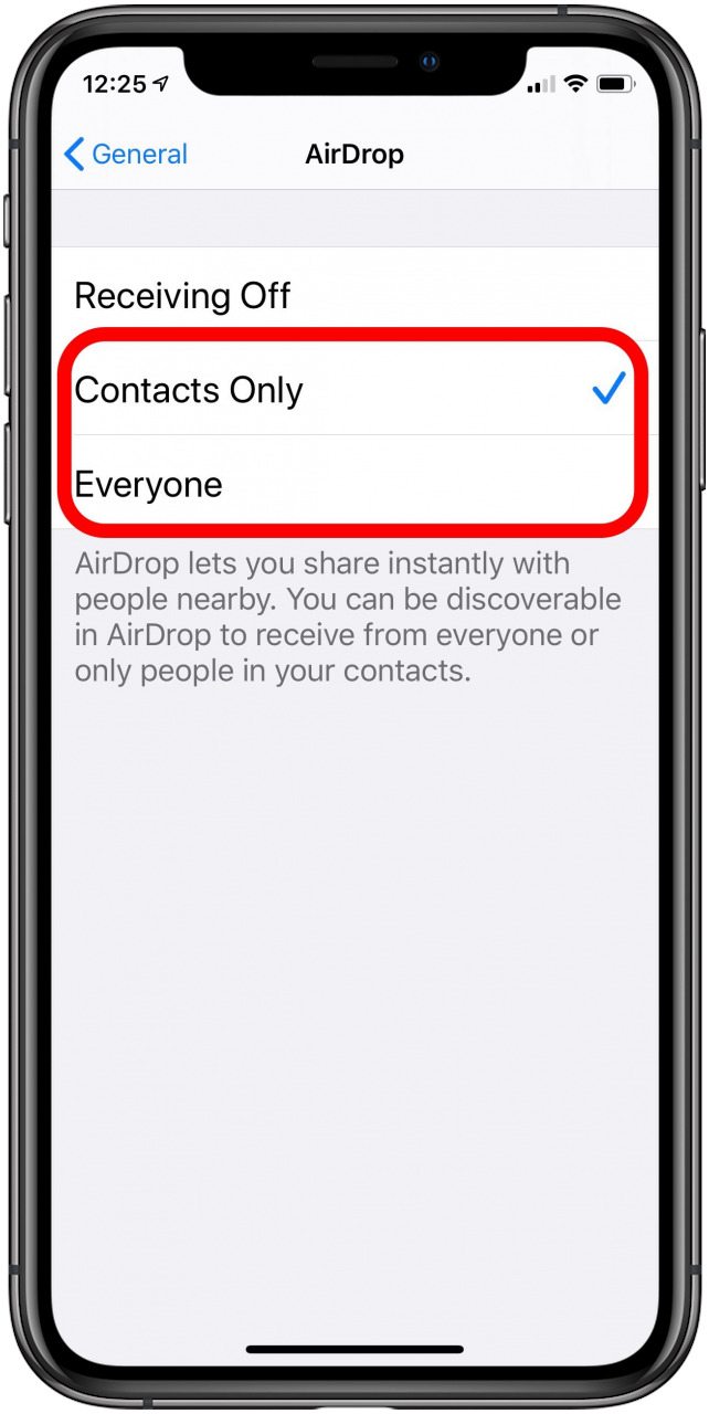 airdrop contactos iphone