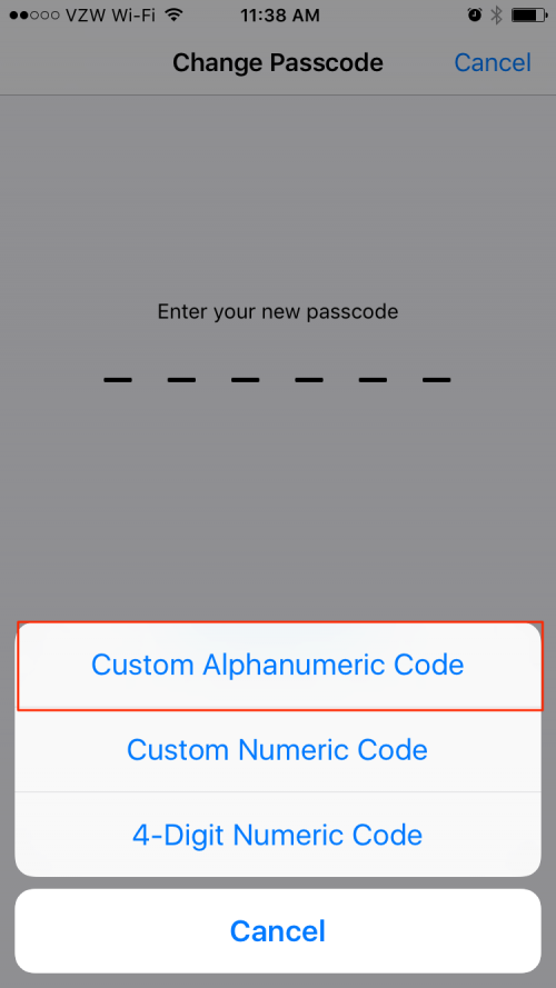 Código de acceso de configuración de seguridad de iPhone