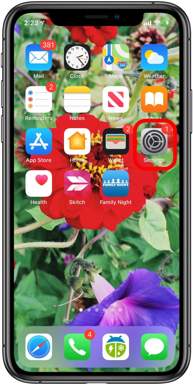 aplicación de configuración de iphone