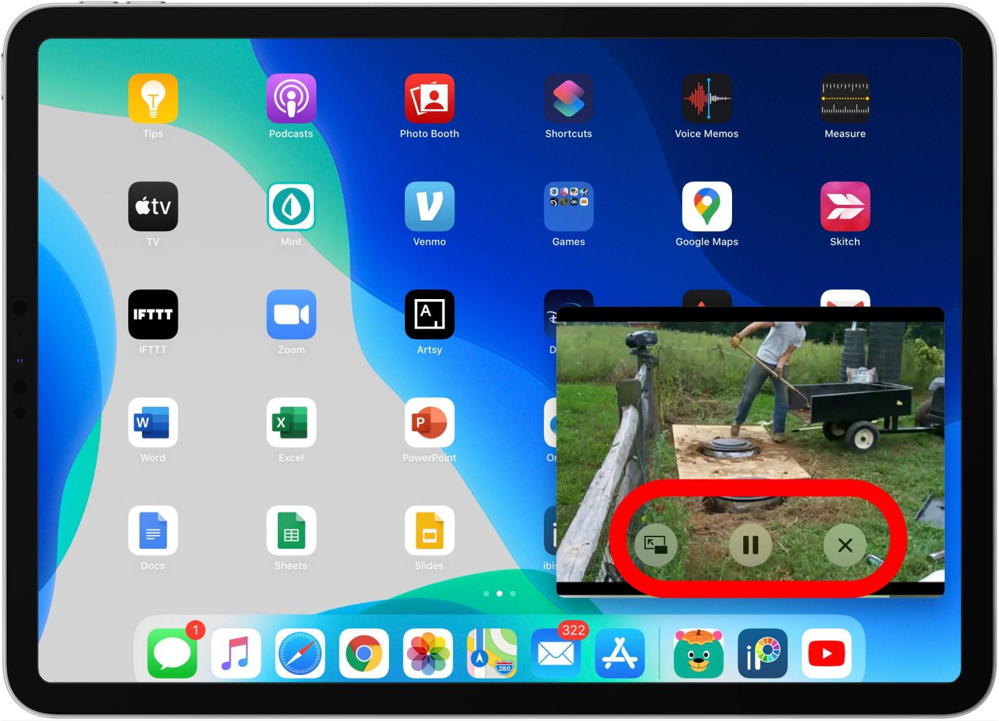 imagen en controles de ipad de imagen