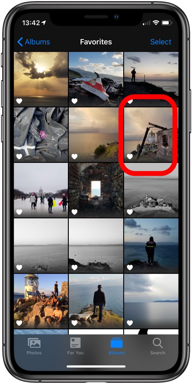 La aplicación Fotos con una imagen resaltada