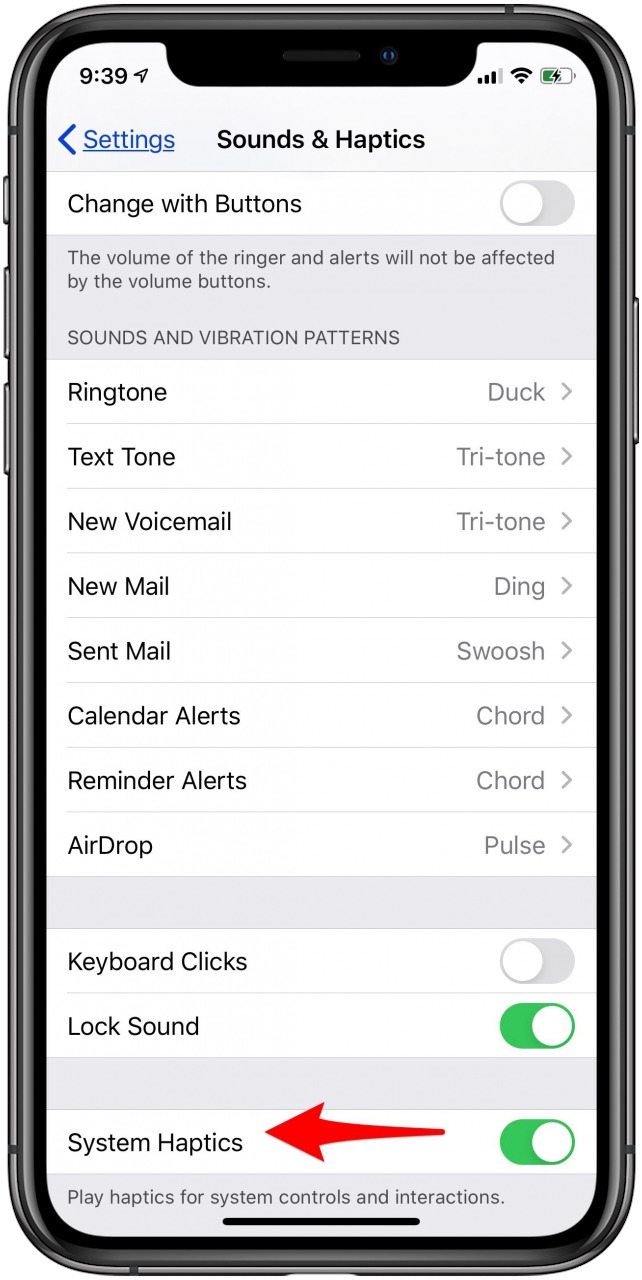 apagar los hápticos del sistema iphone