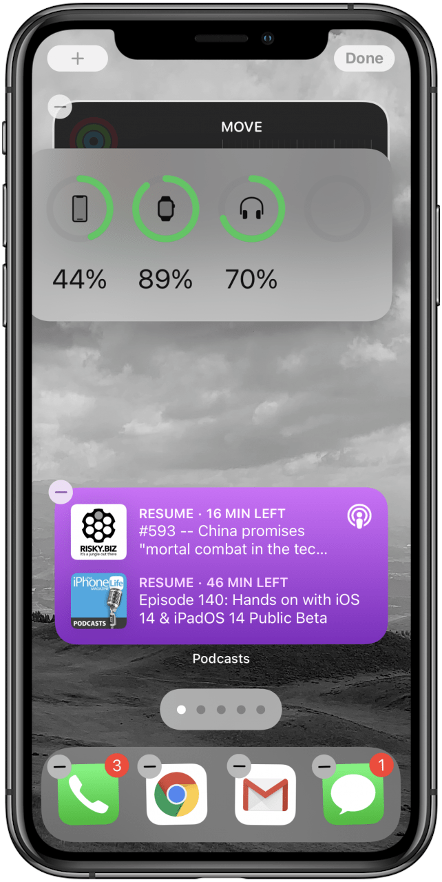 widgets de Apple: mover un widget de iPhone