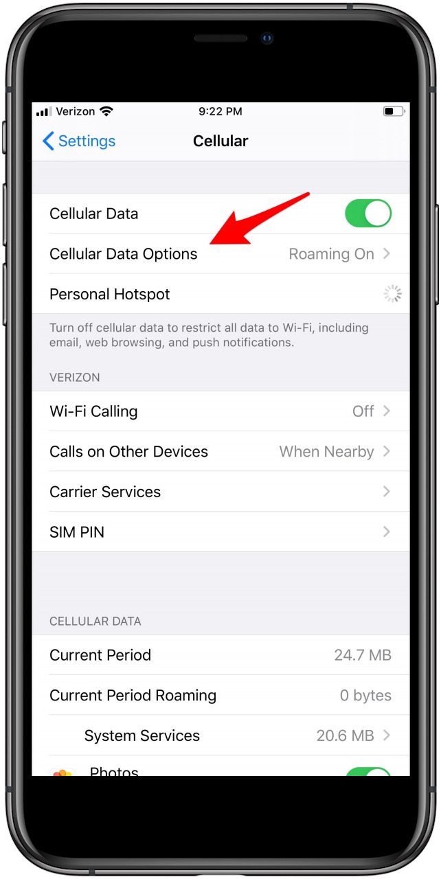 elegir opciones de datos móviles