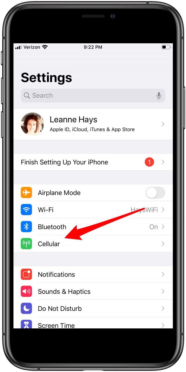 abrir opciones celulares en iphone