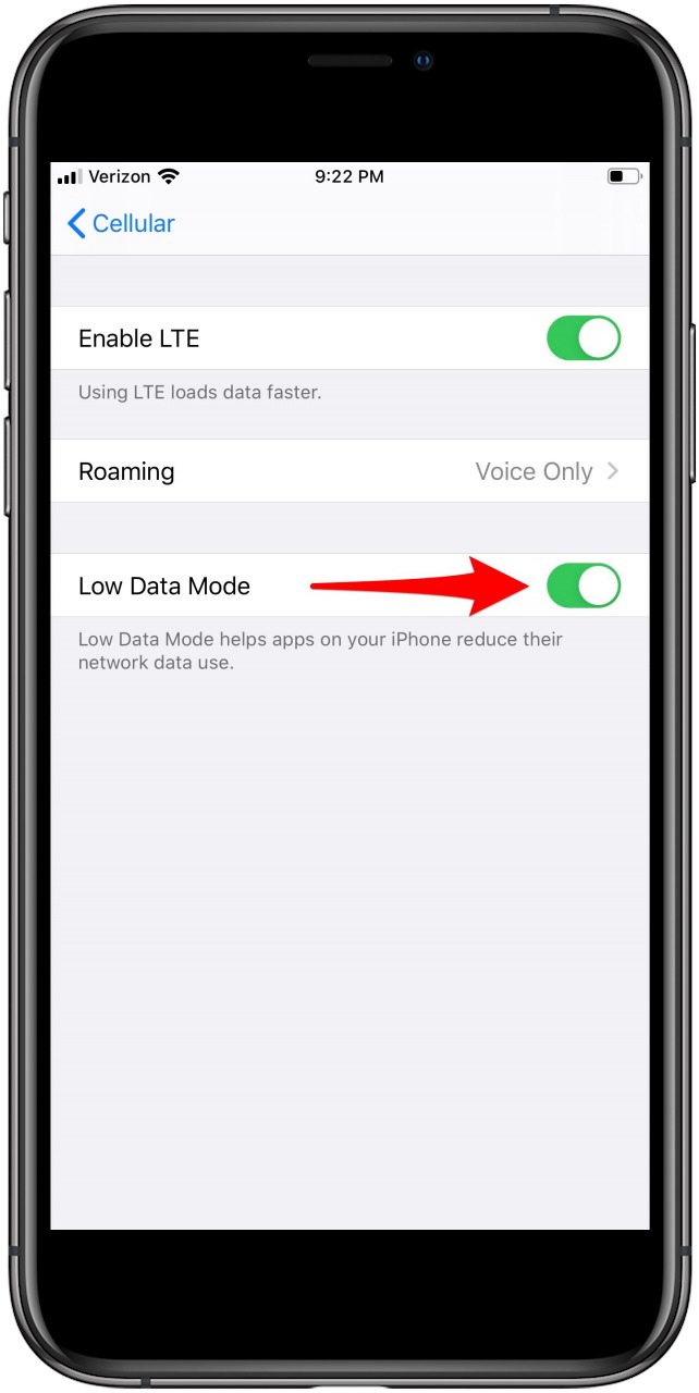 activar el modo de datos bajos