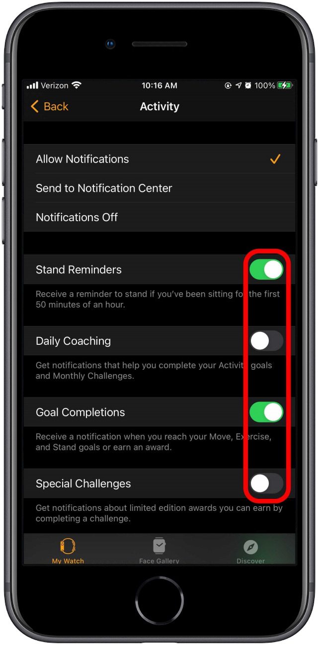 Select which reminders to toggle off or leave on