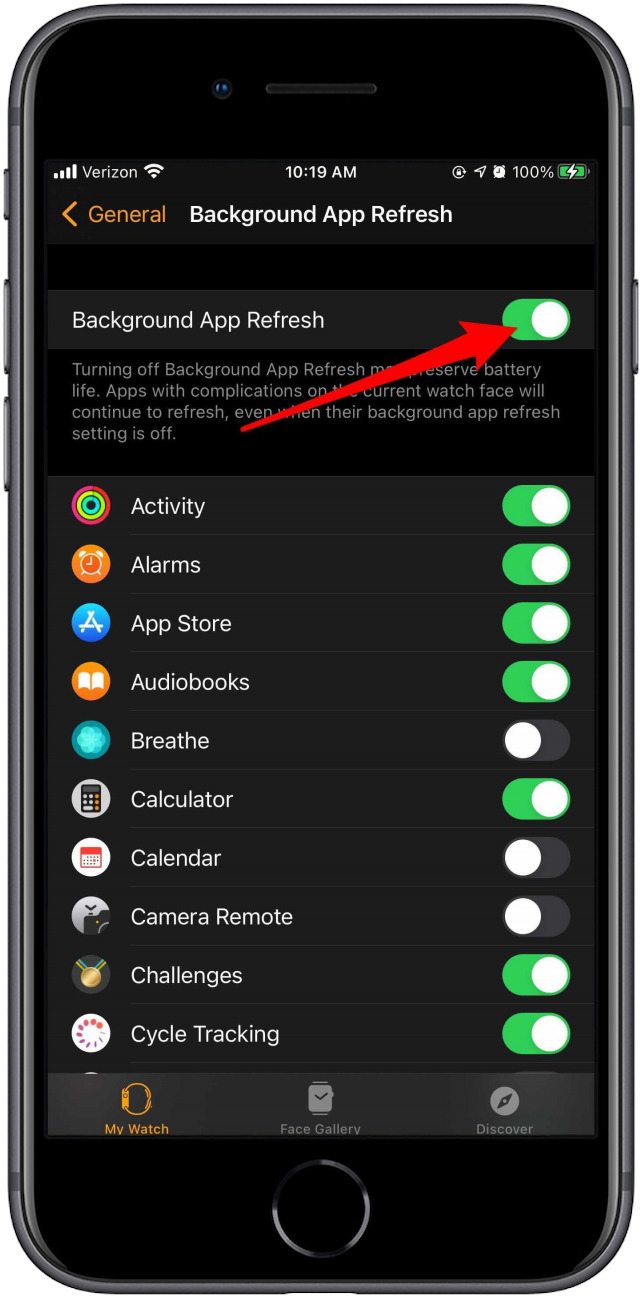 Toggle off Background App Refresh