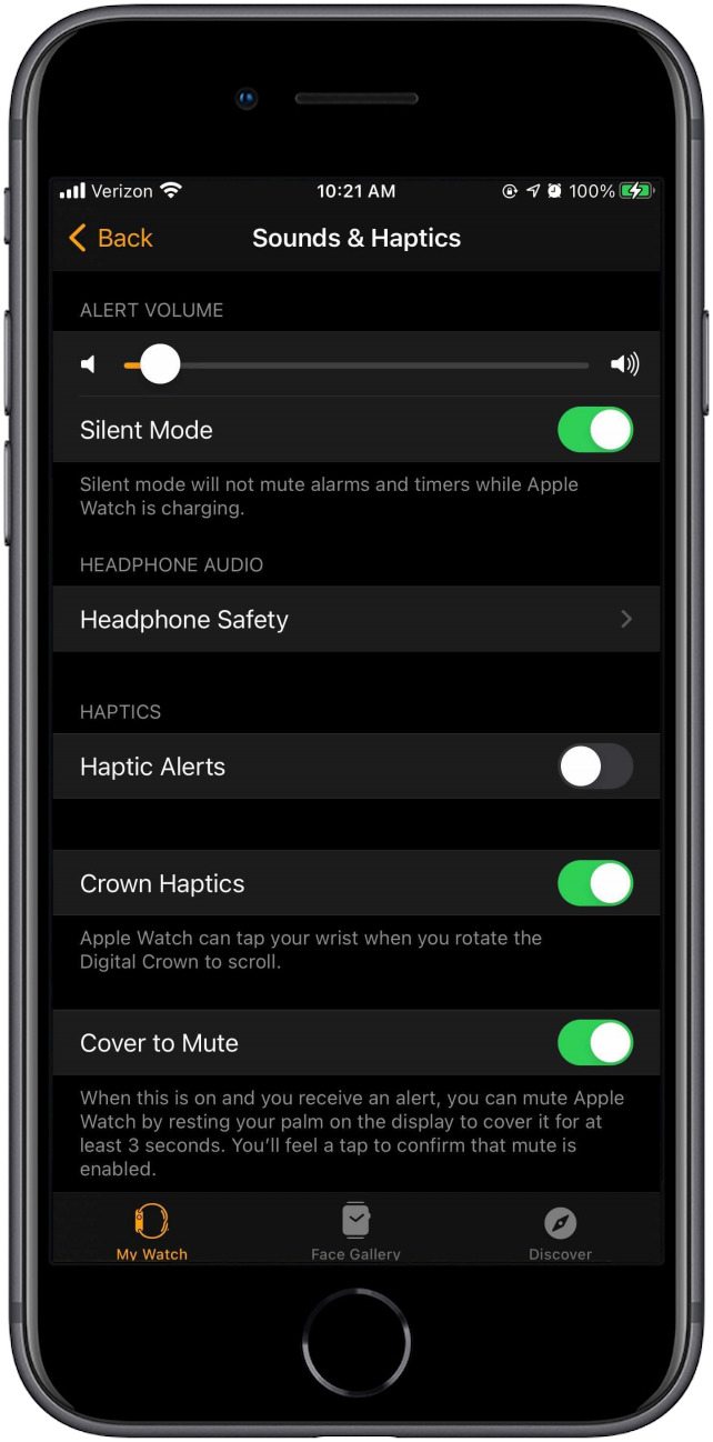The toggle is off when it turns gray