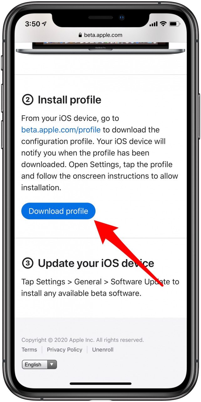 descargar perfil beta