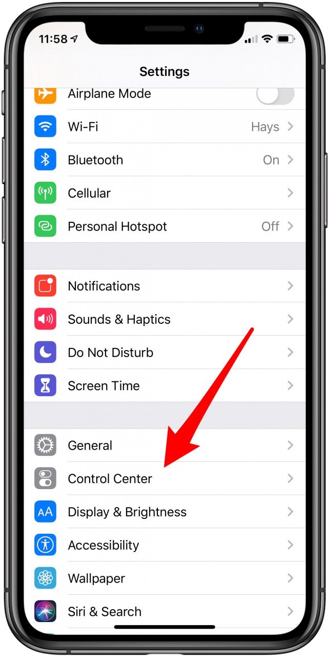 centro de control de iphone
