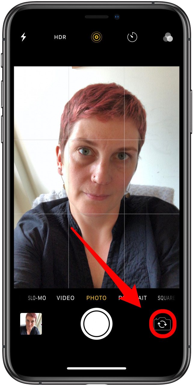 tap the front-facing camera button