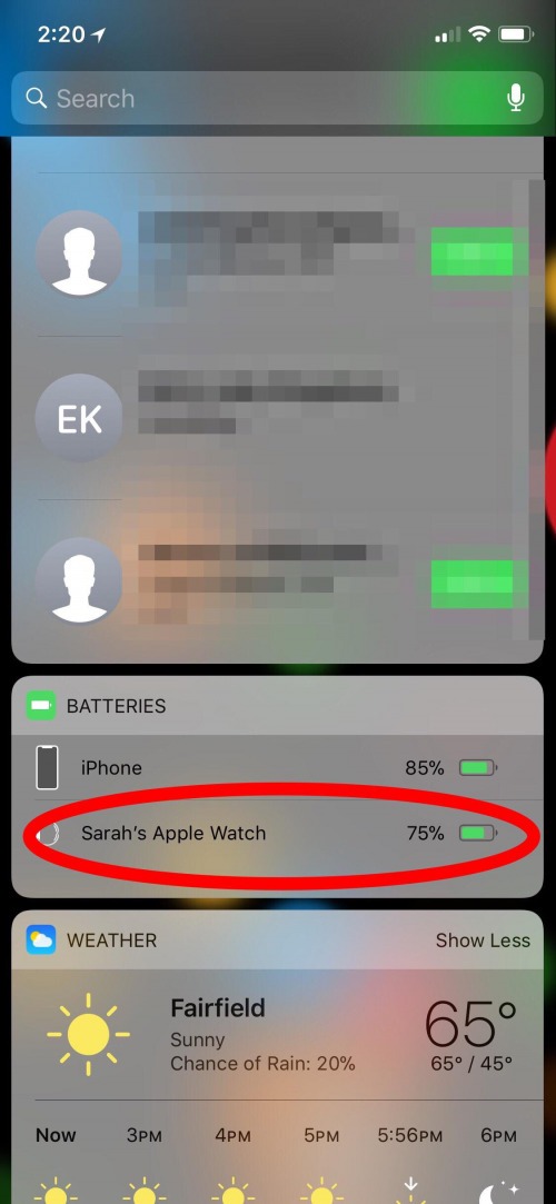comprobar la batería del Apple Watch