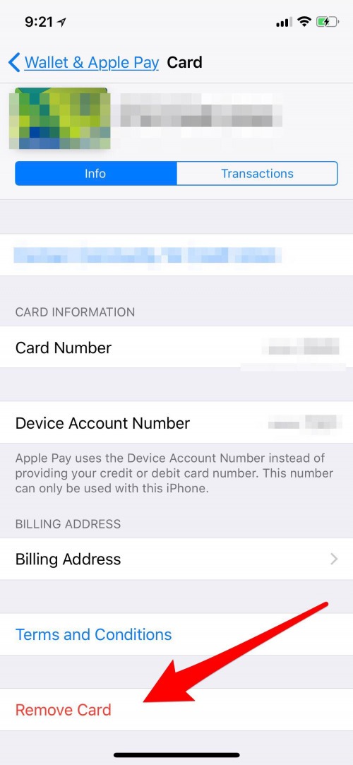 cómo eliminar la billetera de Apple de la tarjeta de crédito