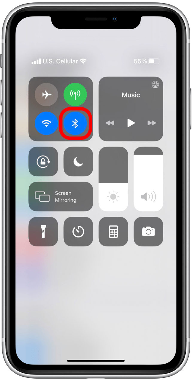 Bluetooth en el Centro de control